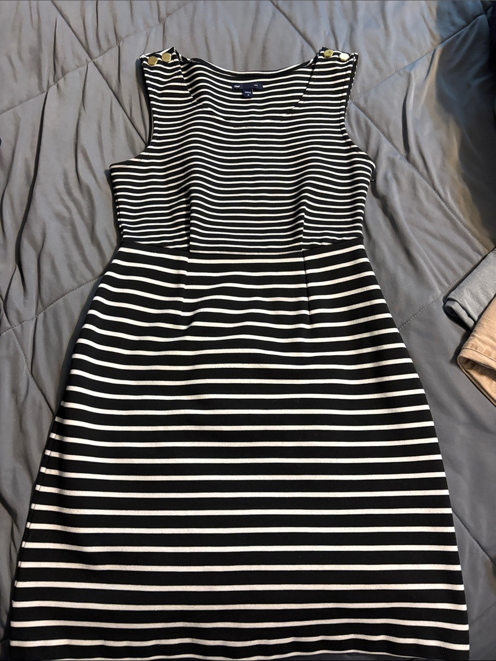GAP Black and White Striped Midi Sheath Dress
